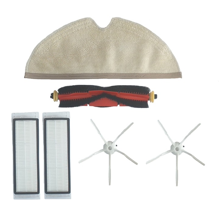 Комплект аксесоари за прахосмукачка робот Xiaomi Roborock Cleaner S6, S6 MAX 1 x централна четка, 2 x бяла странична четка, 2 x Hepa филтър, 1 x моп, 1 x четка за почистване на прах, 1 x нож