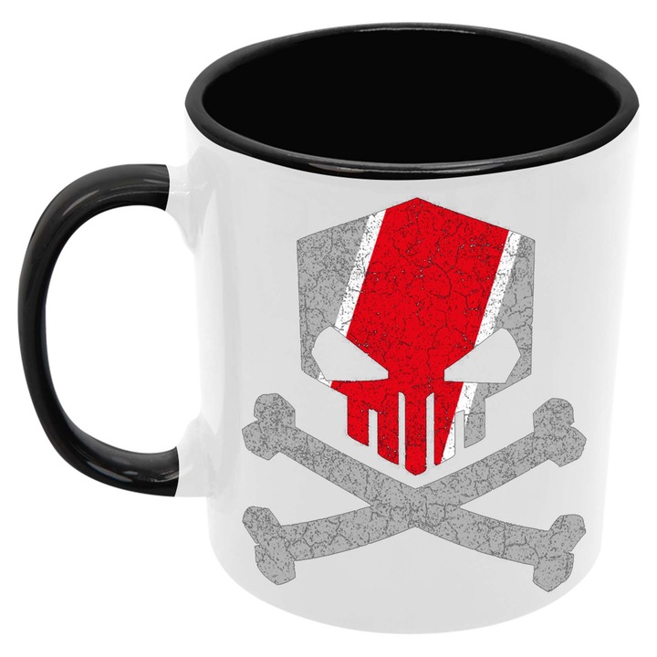 Cana din ceramica pentru cafea sau ceai Audi Audi Tralala Audi Quattro RS Skull, Negru, 330 ml