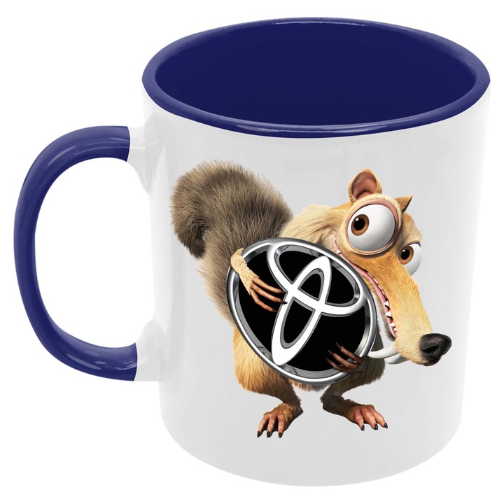 Cana din ceramica pentru cafea sau ceai Toyota Toyota Tralala Toyota Scrat Ice Age, Albastru inchis, 330 ml