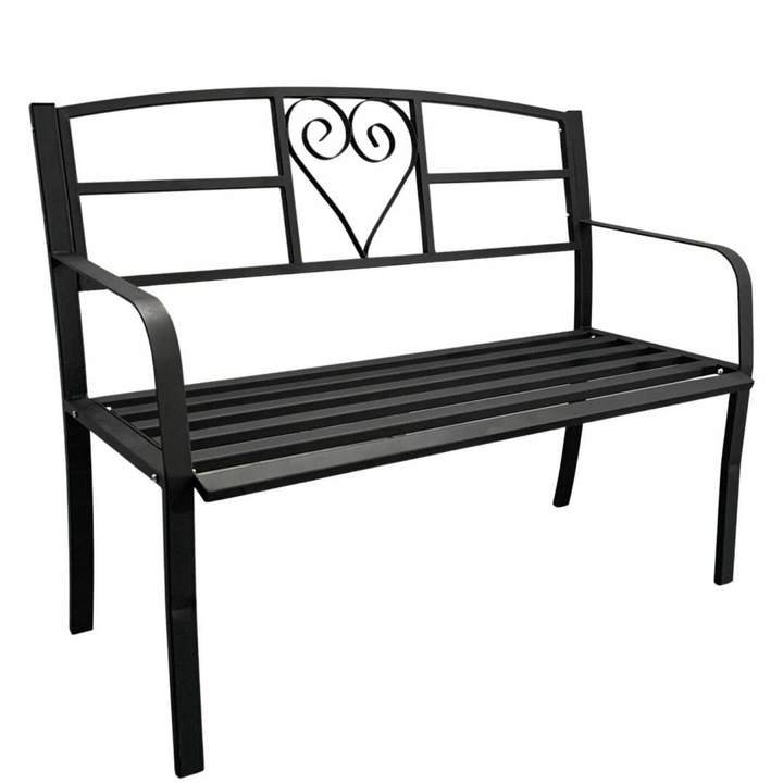 Метална градинска пейка Vivatechnix VMD-1049, Черна, 121x55x98см