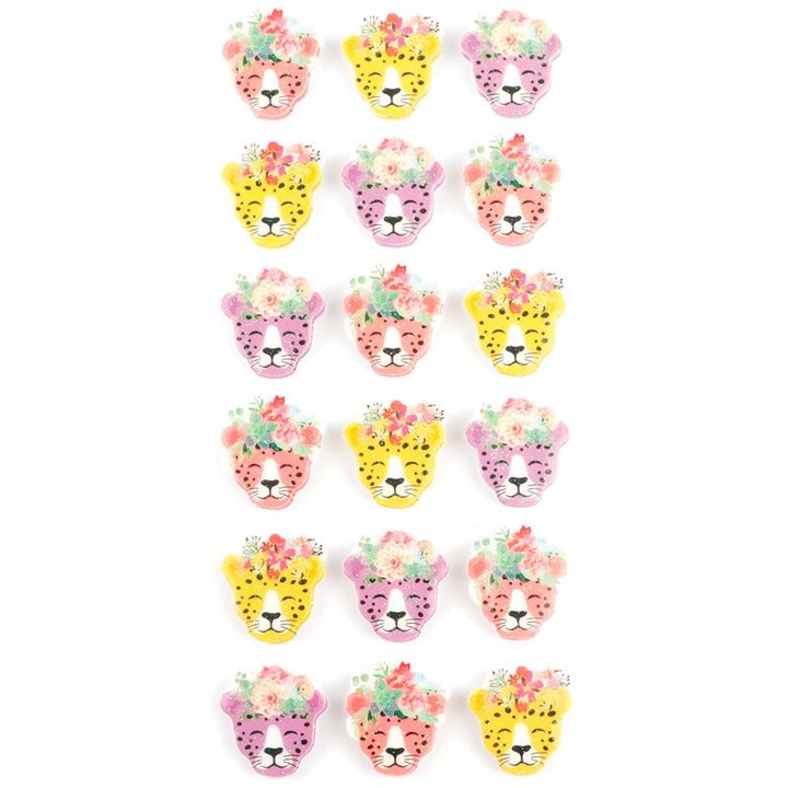 Комплект от 18 мини 3D стикера, модел Пантера, 2 см, многоцветен