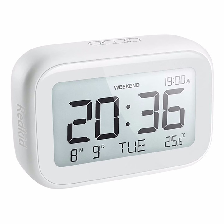 Ceas pentru dormitor cu alarma digital alb, R