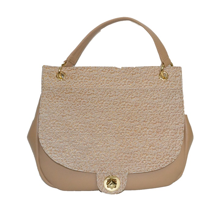 Táska, hölgy, istennő, alkalmi, természetes bőr, natúr bézs, 28x12x28, természetes bőr