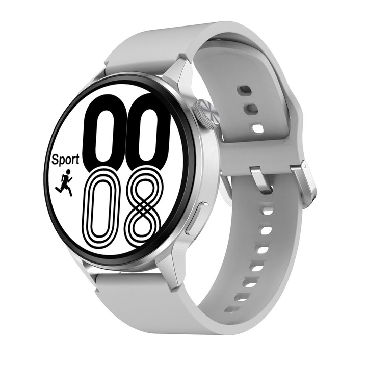 Смарт часовник NUBI DT4+, Bluetooth разговор, Пулс, Калории, IPS Дисплей, GPS Tracker, Дистанционна камера, Гласов асистент, Бял