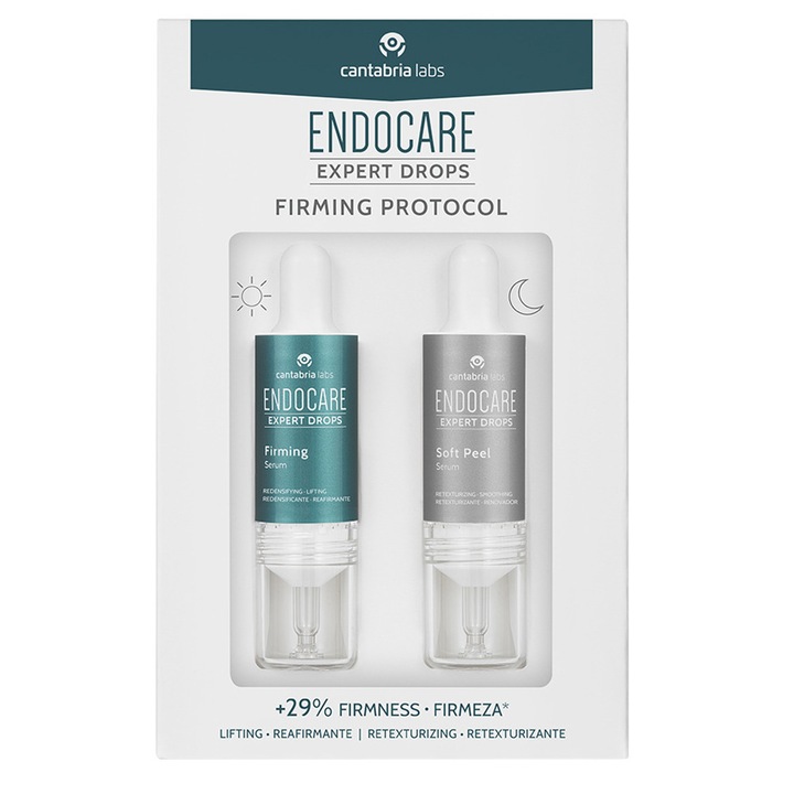 Kit pentru fermitate lifting si retexturizare Cantabria Endocare Expert Drops, 2 x 10 ml