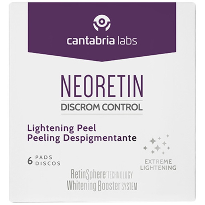 Exfoliant corector de pigmentare sub forma de dischete Cantabria Neoretin DC Pigment Peel, 6 x 1 ml