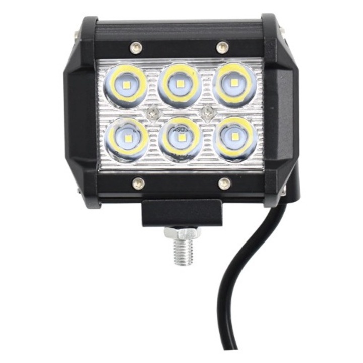 Proiector LED Auto Flexzon, Offroad,18W, 12V-24V, 1800 Lumeni, Dreptunghiular, Spot Beam 30 Grade