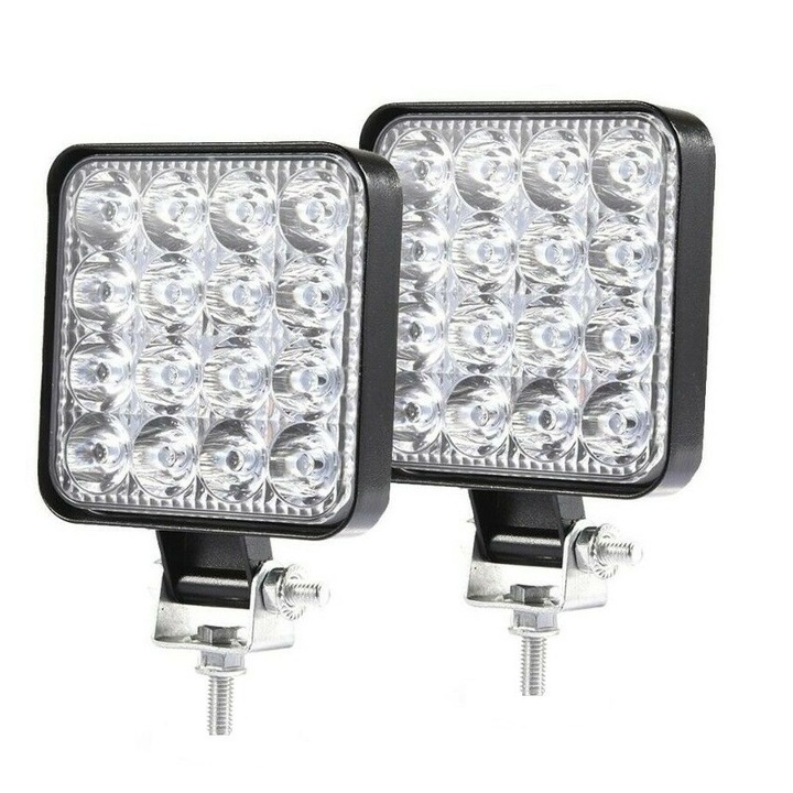 Set 2 LED Proiectore 48W, 8.5 x 8,5 cm, 12/24V