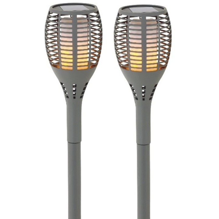 Set 2 lampi solare cu flacara Entac, 56cm, 33 LED, IP44