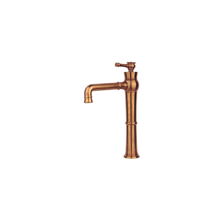 Смесител за мивка RASSAN Елиз, Стоящ, С висок чучур, Розово златист