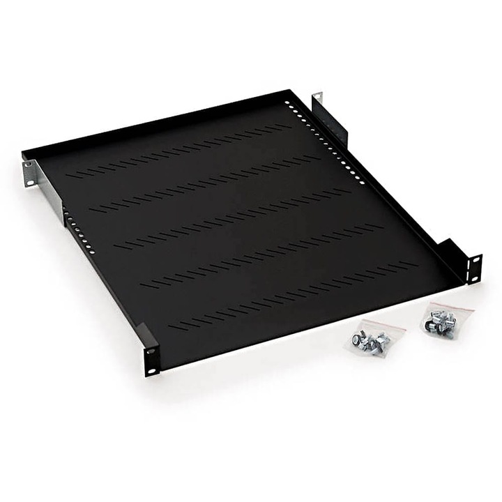 Raft fix perforat pentru rack 19inch, Triton 1U, max. 40kg, adancime 950mm, prinderi incluse, culoare negru