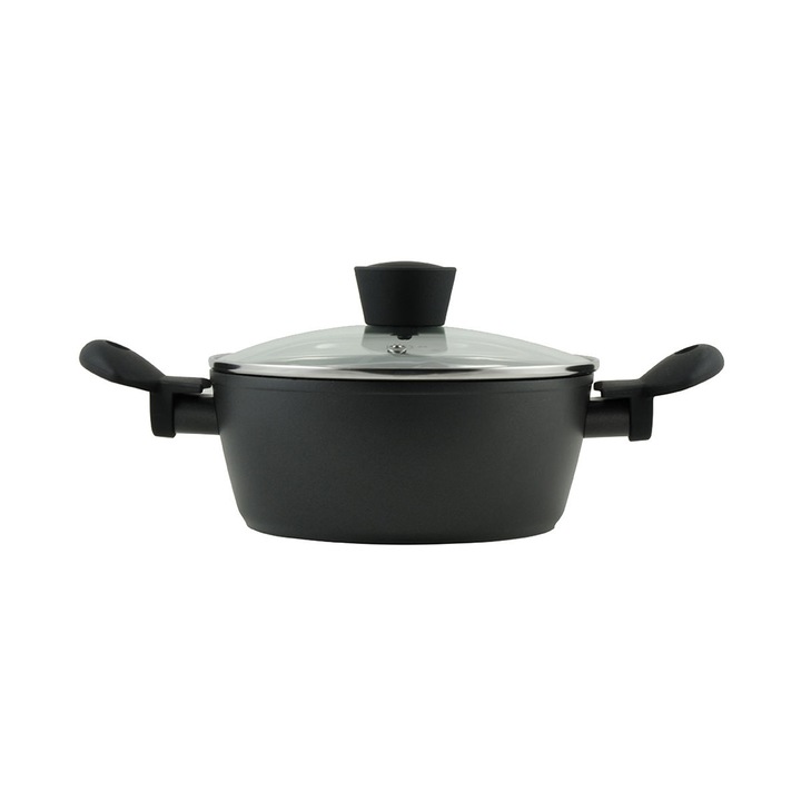 Oala cu capac, Estia, Magma, Aluminiu, Invelis antiaderent, 24 cm, 4.3 L