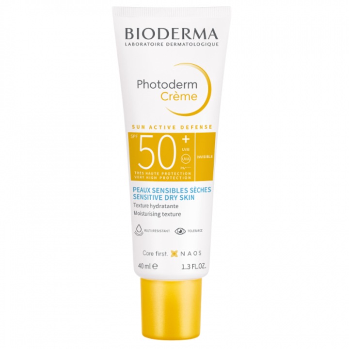 Crema de fata cu protectie solara Bioderma Photoderm SPF 50+ pentru ten sensibil, 40 ml