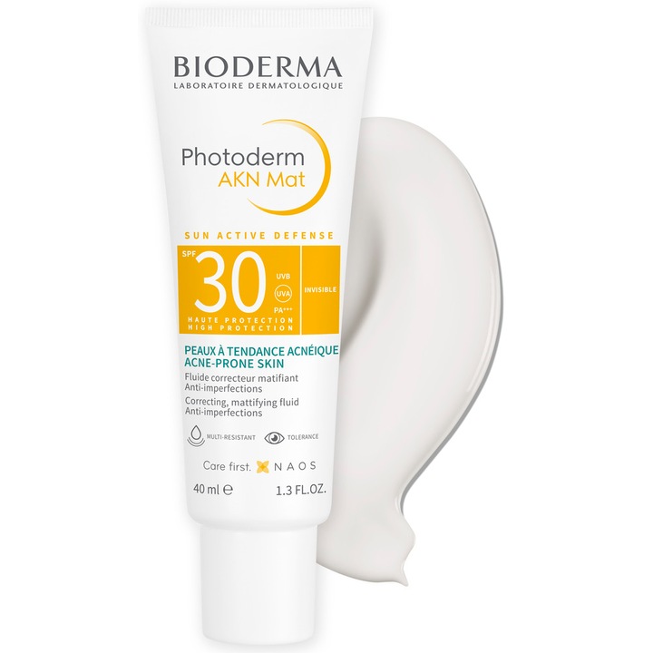Bioderma Photoderm AKN Mat SPF 30 Mattító folyadék, napvédelemmel, vegyes és zsíros bőrre, 40 ml