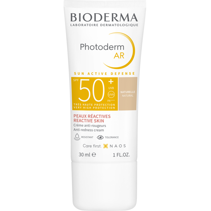 Crema de fata cu protectie solara Bioderma Photoderm AR SPF 50+ pentru ten sensibil rosiatic, 30 ml
