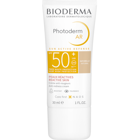 Crema de fata cu protectie solara Bioderma Photoderm AR SPF 50+ pentru ten sensibil rosiatic, 30 ml