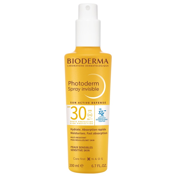 Слънцезащитен спрей Bioderma Photoderm SPF 30, За чувствителна кожа, 200 мл