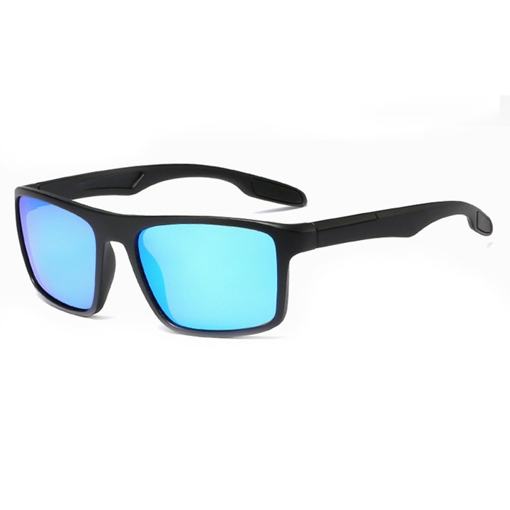 Ochelari de soare polarizati, protectie UV, negru mat / albastru gheata