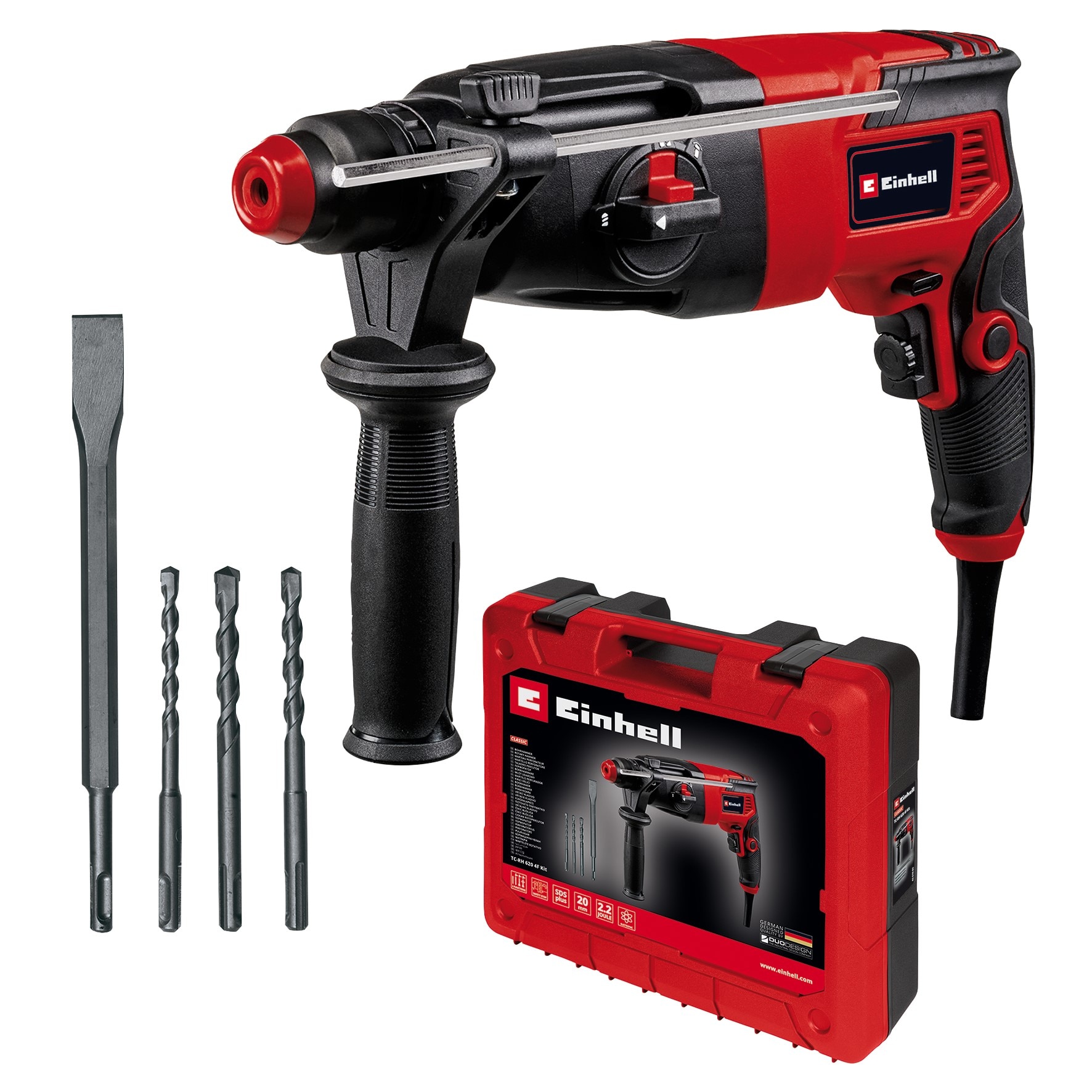 Ciocan rotopercutor Einhell 4257992, 620 W, 2.2J, 4 functii, accesorii