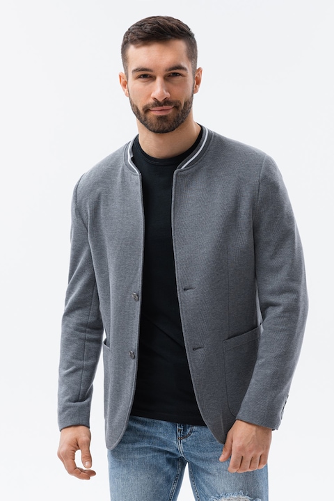 OMBRE, Sacou casual cu guler baseball, Gri