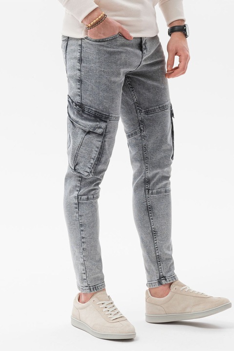 OMBRE, Blugi cargo crop, Gri