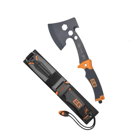 Set drumetie format din cutit profesional de supravietuire cu teaca, amnar si topor 30 cm