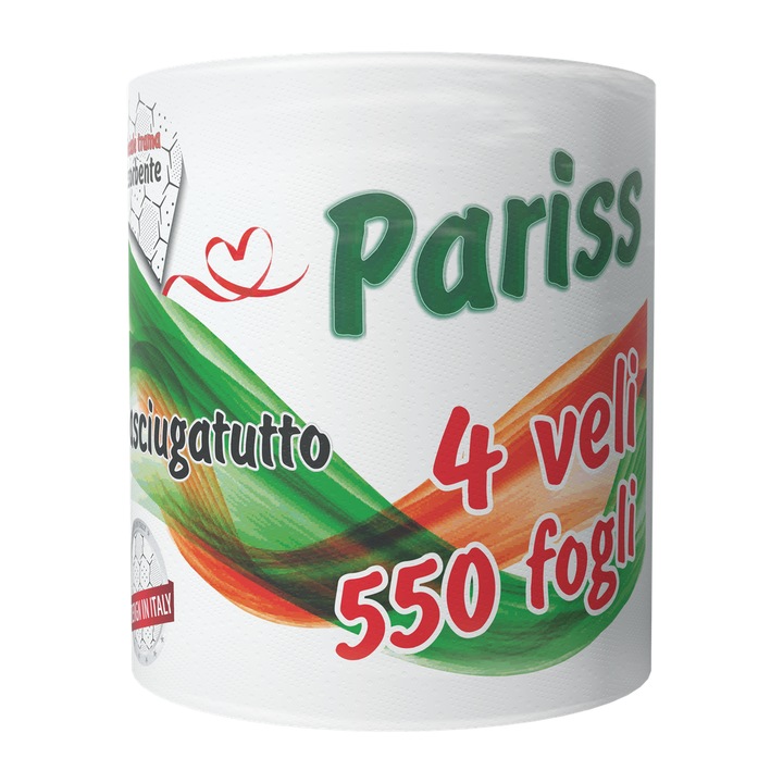Prosop Hartie PARISS, 4 Straturi, 550 Foi/Rola