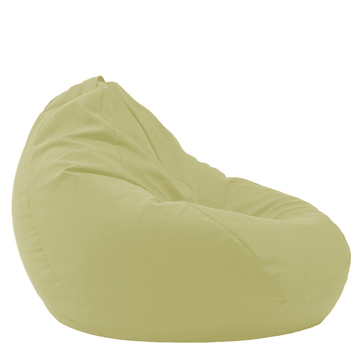 Пуф Pufrelax, круша, 320л., Nirvana Grande - Light Olive, Перящ се калъф, Пълнеж от Полистиролни перли, Гама Premium