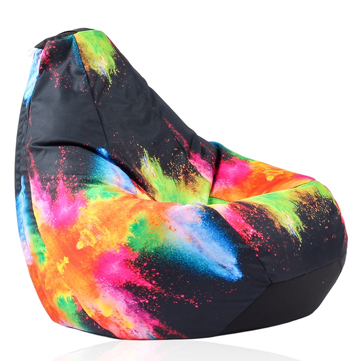 Пуф Pufrelax, круша за деца 4-14 г.,160л. Nirvana Light, Colour Festival, Водоустойчив, Перящ се калъф, Пълнеж от Полистиролни перли, принт