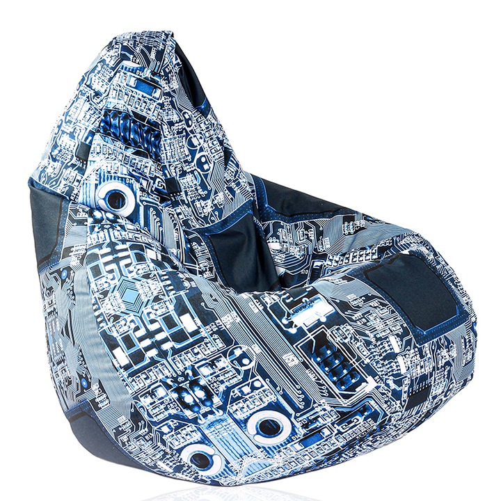 Калъф за пуф круша Pufrelax Nirvana Hobbit, 220л., Motherboard, Не съдържа пълнеж, водоустойчив, принт