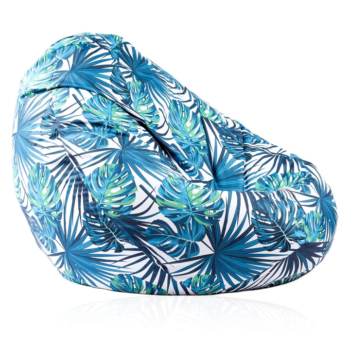 Калъф за пуф круша Pufrelax Nirvana Gigant, 520л., Tropical Leaves, Без пълнеж, водоустойчив, принт