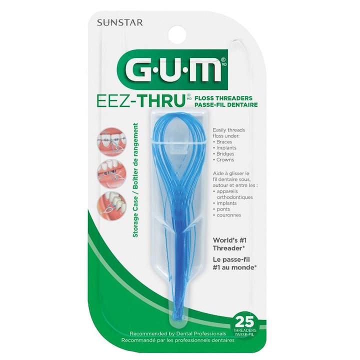 GUM Eez-Thru Fogselyem szett, 25x, a fogszabályzók hatékony tisztításához