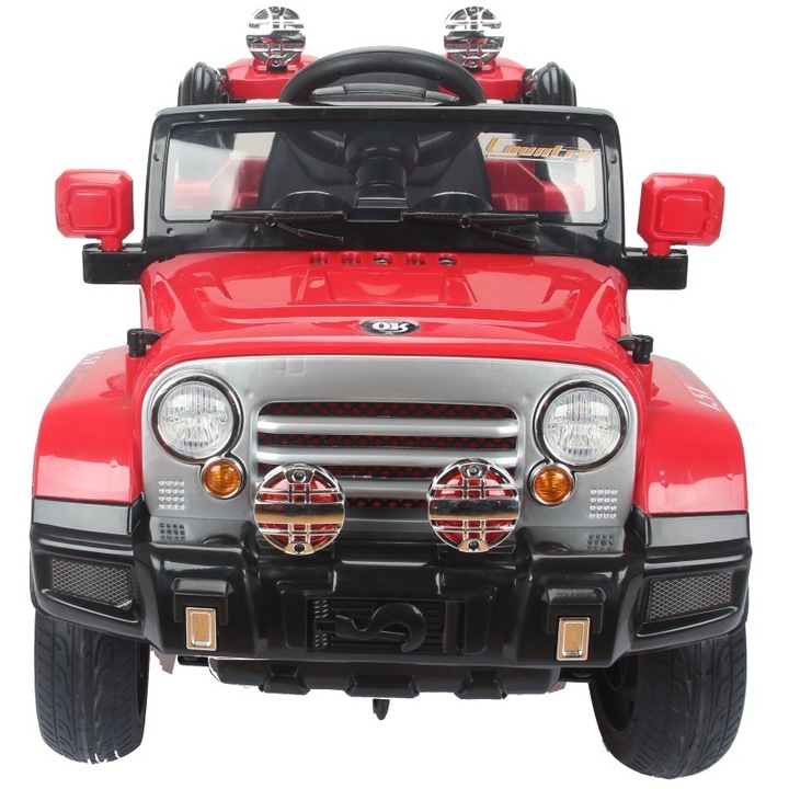 Masinuta Electrica cu acumulator pentru copii NOVOKIDS™ Safari SUV PRO, Cu telecomanda, Max 30 kg, Melodii si lumini, 12V, Rosu