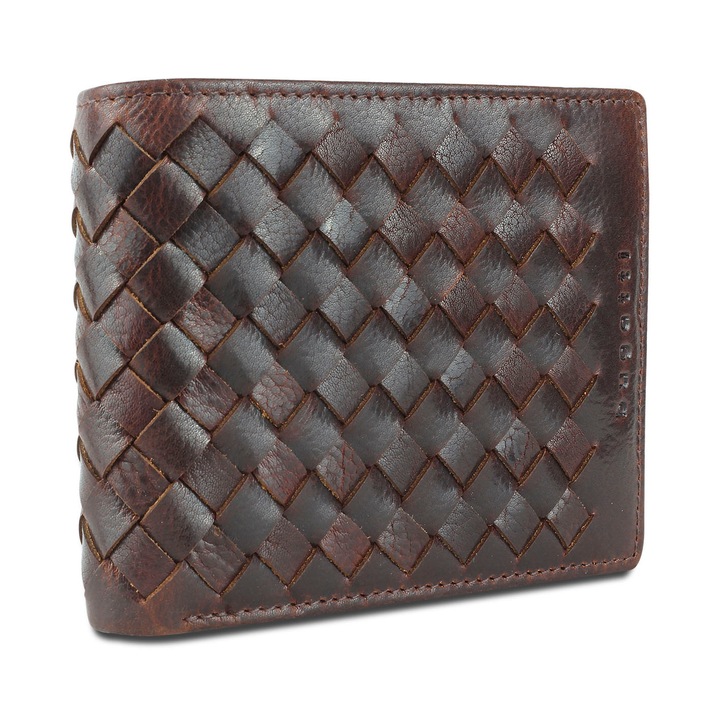 Férfi pénztárca eredeti bőrből, bugatti, Woven 318, Konyakbarna