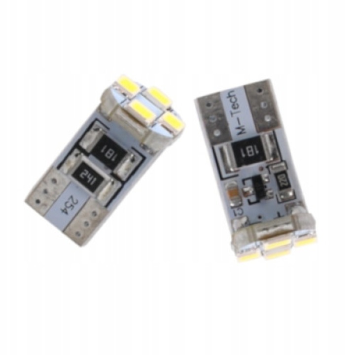 Set 2 Becuri LED M-Tech, 4xSMD 2835, Osram, W5W, CANBUS, 12V, Alb