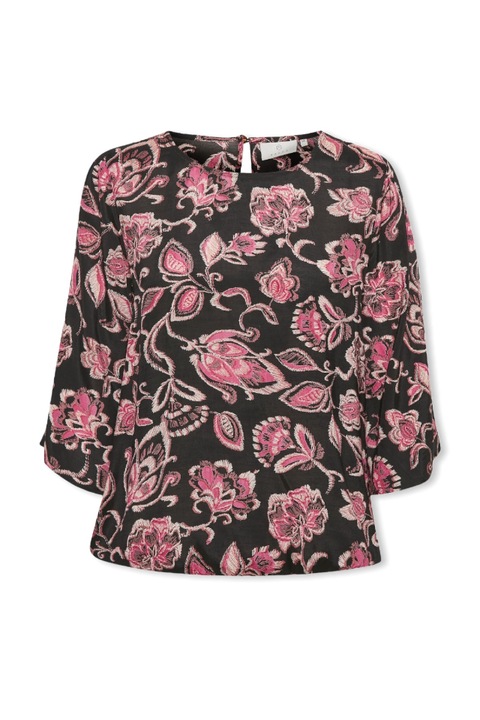 Bluza florala cu maneca scurta Quinna Kaffe, neagra