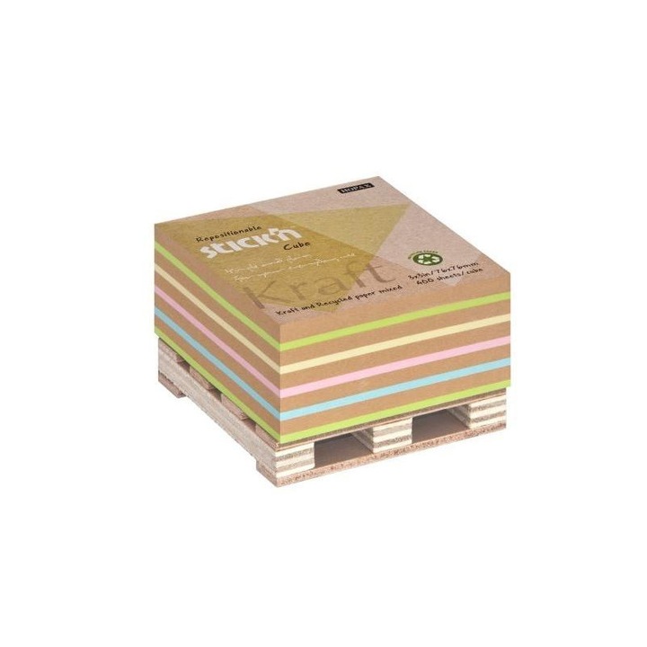 Хартиено кубче, Самозалепващо, 76 x 76 мм, 400 листа, Многоцветен