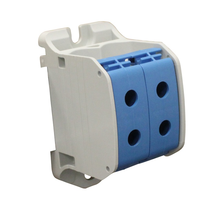 Clema de derivatie Cu-Al, 50mmp, 1p izolata-albastru, 4 borne de conexiune