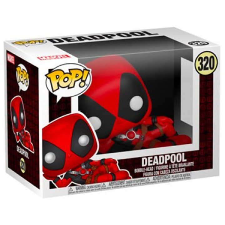 Figurina - Marvel - Lazy Deadpool, Rosu, 6.4 cm