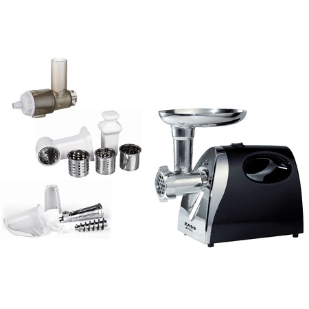 Pachet masina de tocat Zass ZMG 04 cu accesoriu storcator rosii Zass ZJAMG 04, accesoriu storcator lent Zass ZSJA 01 si accesoriu razatoare Zass ZVSA 01