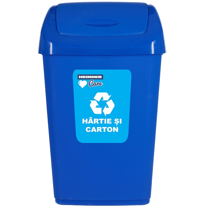Cos de gunoi cu capac batant Heinner Care reciclare ECO, albastru, 35L