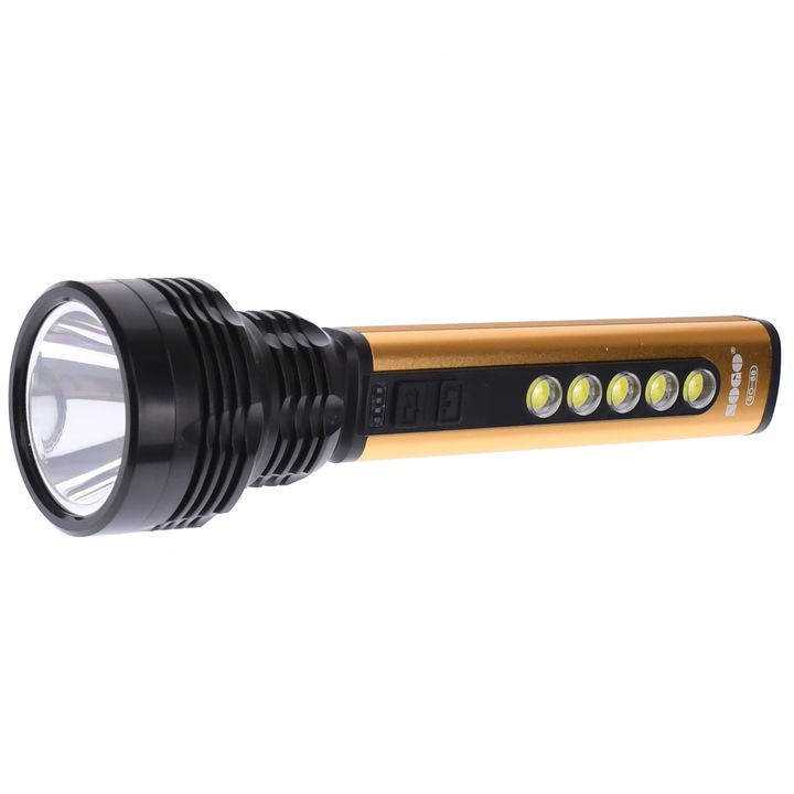 Lanterna dubla cu LED, acumulator reincarcabil, 5 W, auriu