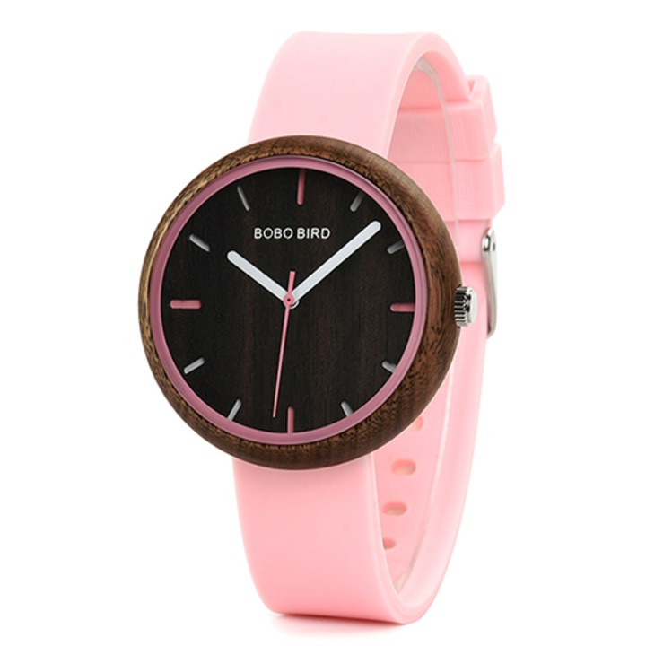 Ceas dama Bobo Bird, R28-3, Roz/Negru