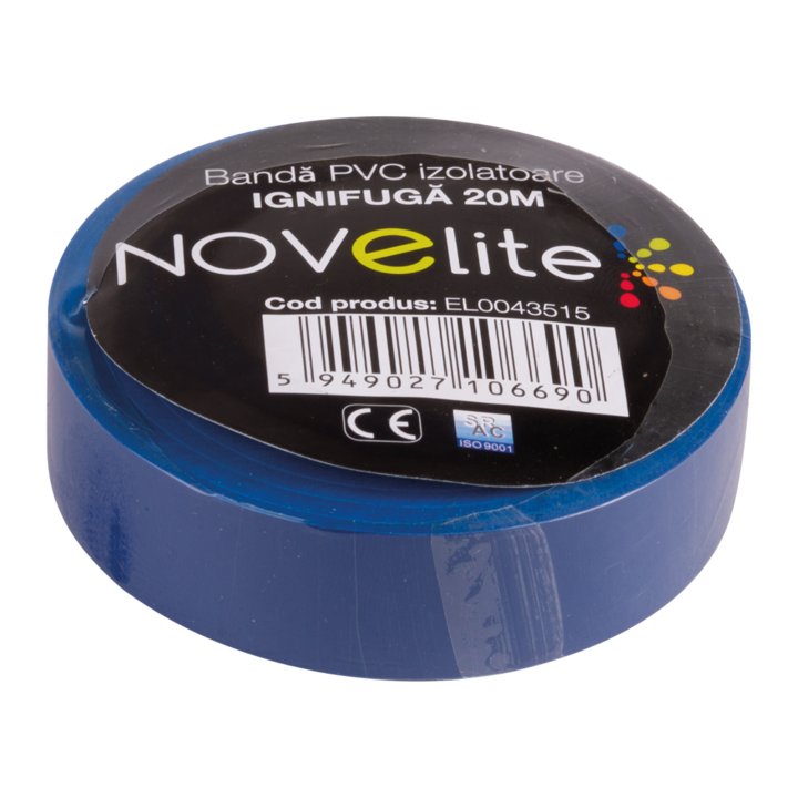 Banda izolatoare PVC ignifuga, 19 mm x 20 m, Albastra
