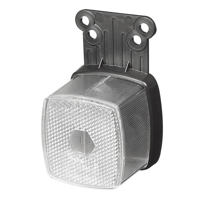 Lampa de gabarit fata alba cu suport si reflector 66 x 62 mm, Radex 901, 66 x 62 mm, 12V - 24V, certificare E9