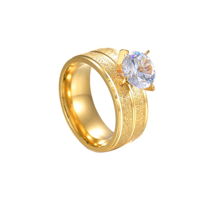 Fashion Sic 4045B rozsdamentes acél gyűrű, arany, 7 US