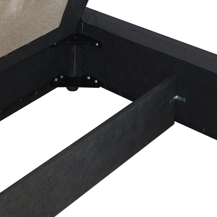 Pat Tapitat cu Somiera, 120x190 cm, Tiamo PAL, Dolce Dormire, Textil Teflonat, Anti-Pete, Gri deschis