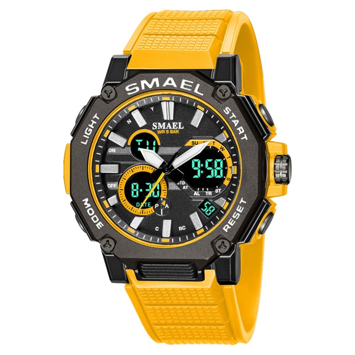 Smael Мъжки часовник Ежедневен спортен кварцов дигитален светещ хронограф с аларма