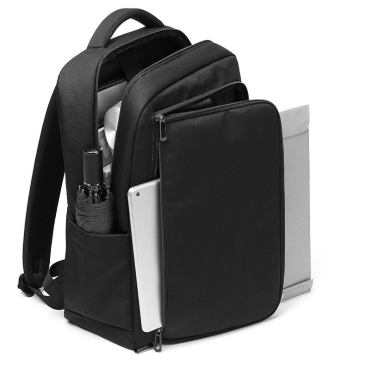 Rucsac laptop 15.6", compact, impermeabil, Escalate, 43x14x28 cm, Negru
