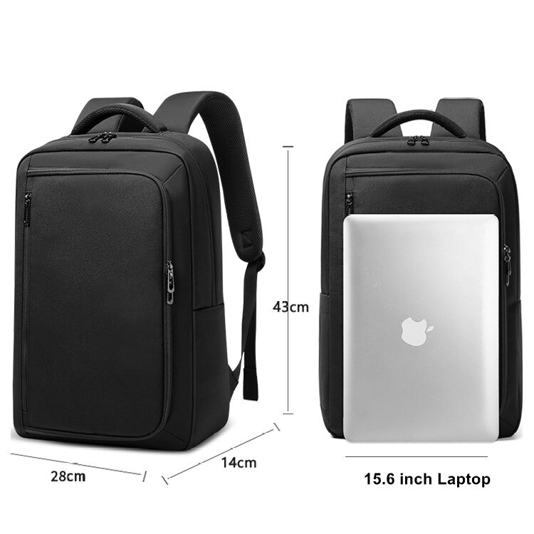 Rucsac laptop 15.6", compact, impermeabil, Escalate, 43x14x28 cm, Negru